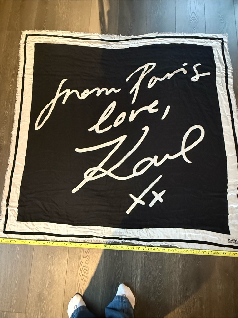 Black and White Karl Lagerfeld Script Scarf